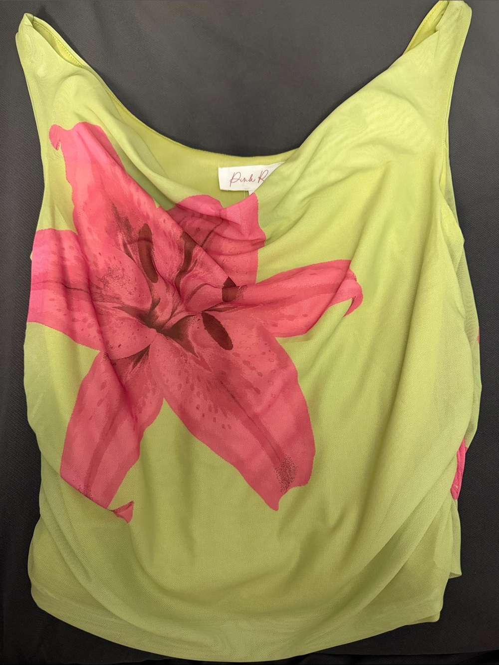 Pink Rose Lime Green Top